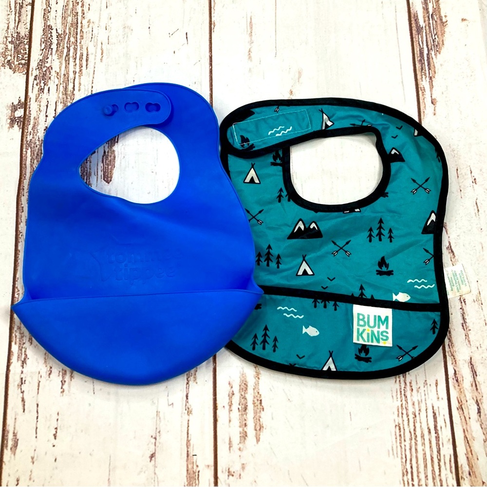 Bib Bundle Tommee Tippee & Bumkins Blue Water Resistant/Waterproof Pocketed Bibs